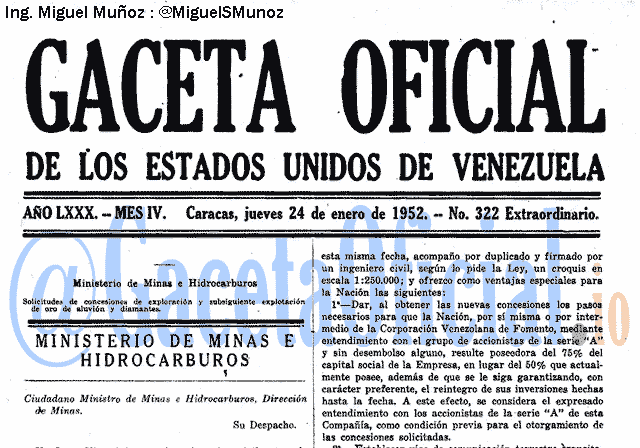 Gaceta Oficial 322 del 24 Enero 1952