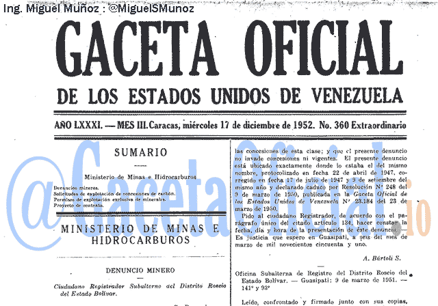 Gaceta Oficial 360 del 17 Diciembre 1952