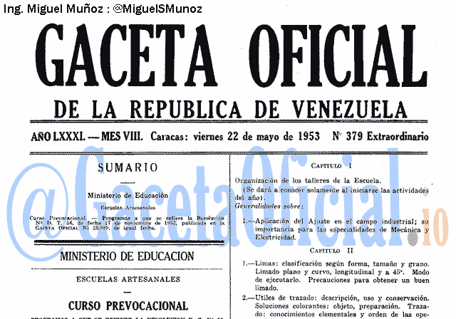 Gaceta Oficial 379 del 22 Mayo 1953