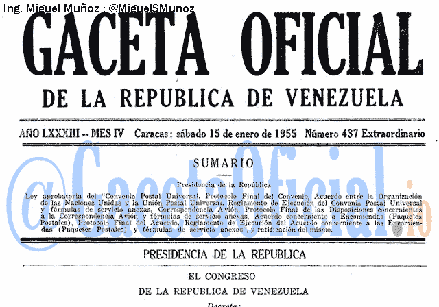 Gaceta Oficial 437 del 15 Enero 1955
