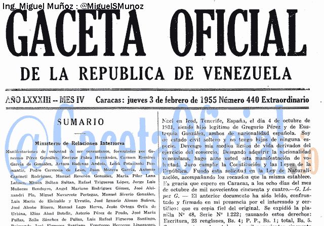 Gaceta Oficial 440 del 3 Febrero 1955