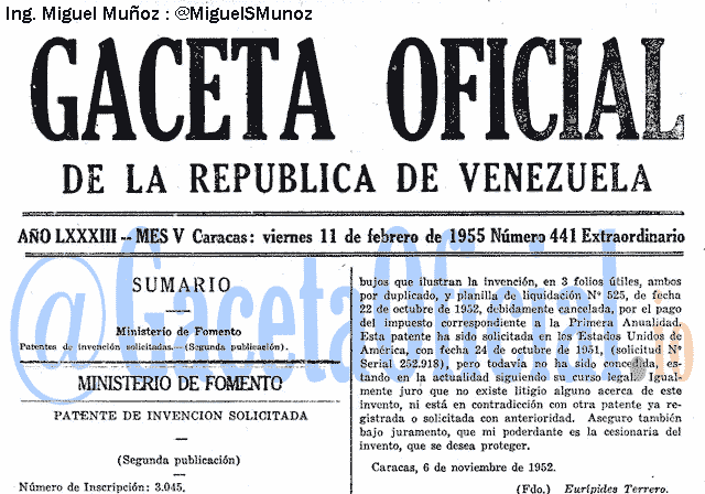 Gaceta Oficial 441 del 11 Febrero 1955