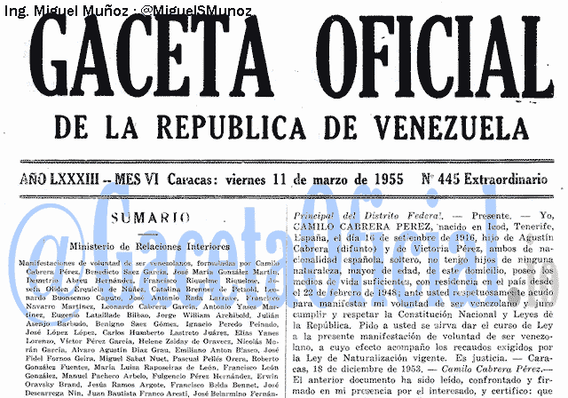 Gaceta Oficial 445 del 11 Marzo 1955
