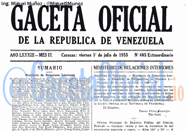 Gaceta Oficial 465 del 1 Julio 1955