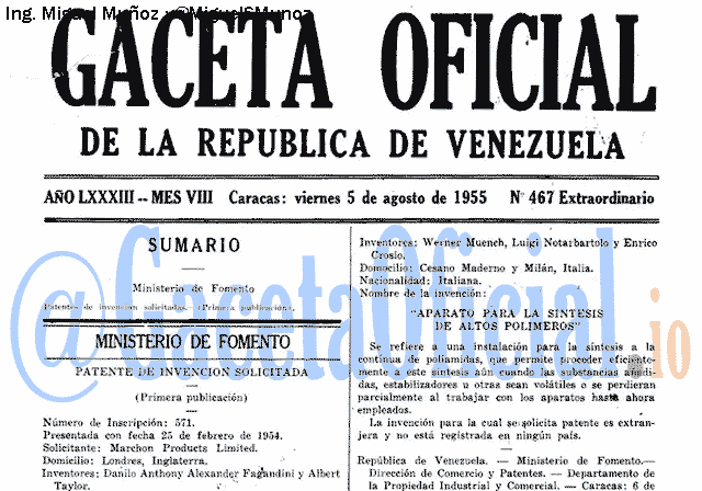 Gaceta Oficial 467 del 5 Agosto 1955