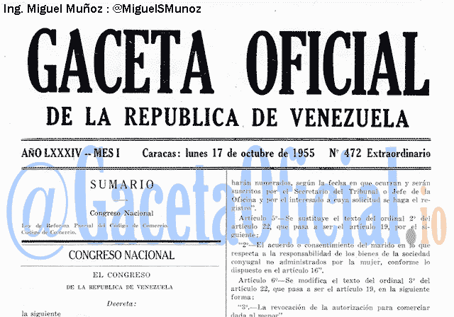 Gaceta Oficial 472 del 17 Octubre 1955