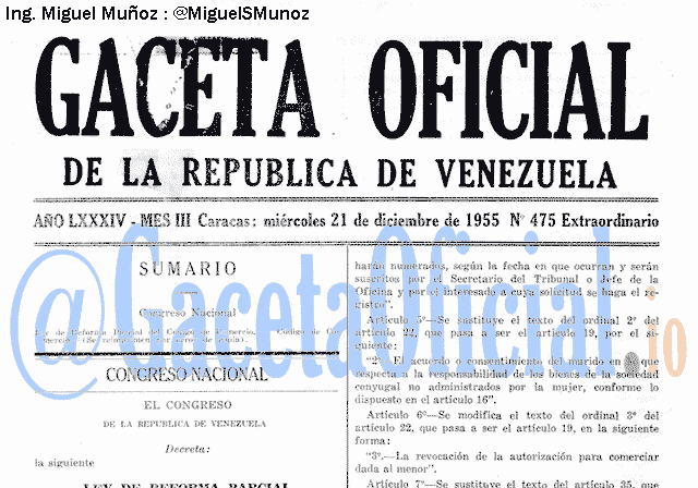 Gaceta Oficial 475 del 21 Diciembre 1955