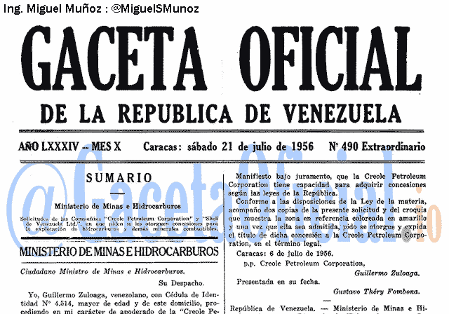 Gaceta Oficial 490 del 21 Julio 1956