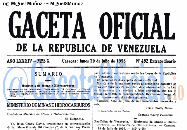 Gaceta Oficial 492 del 30 Julio 1956