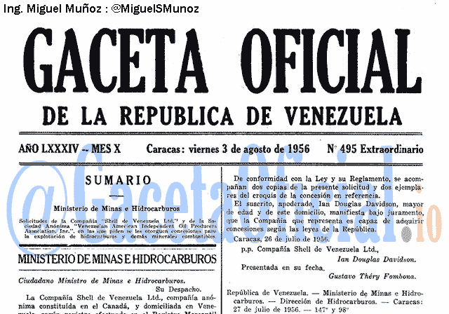 Gaceta Oficial 495 del 3 Agosto 1956