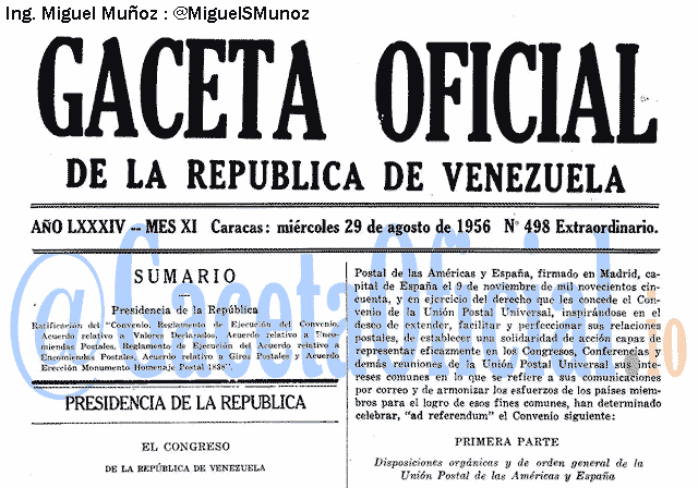 Gaceta Oficial 498 del 29 Agosto 1956