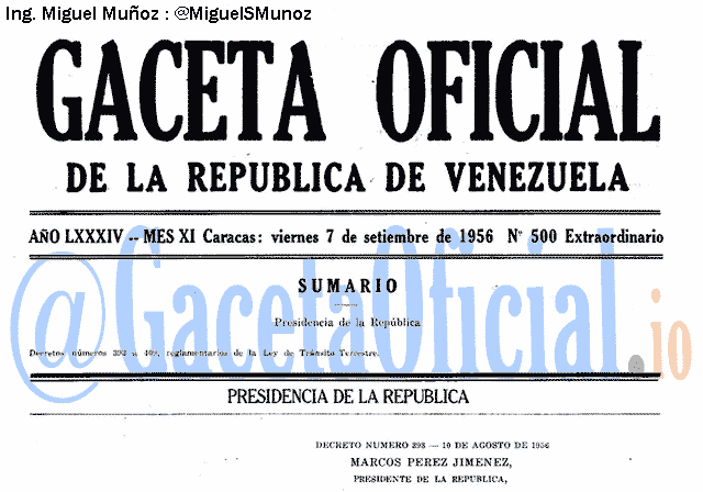 Gaceta Oficial 500 del 7 Septiembre 1956
