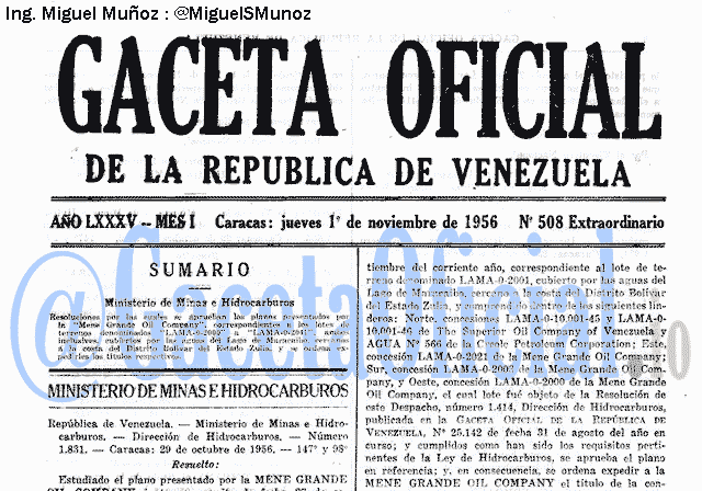 Gaceta Oficial 508 del 1 Noviembre 1956