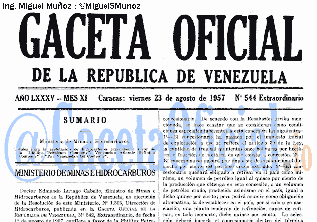 Gaceta Oficial 544 del 23 Agosto 1957