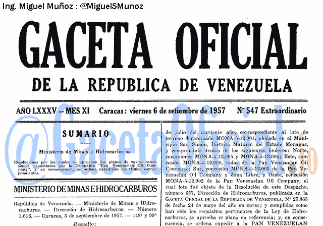 Gaceta Oficial 547 del 6 Septiembre 1957