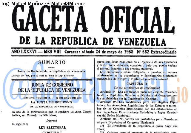 Gaceta Oficial 562 del 24 Mayo 1958