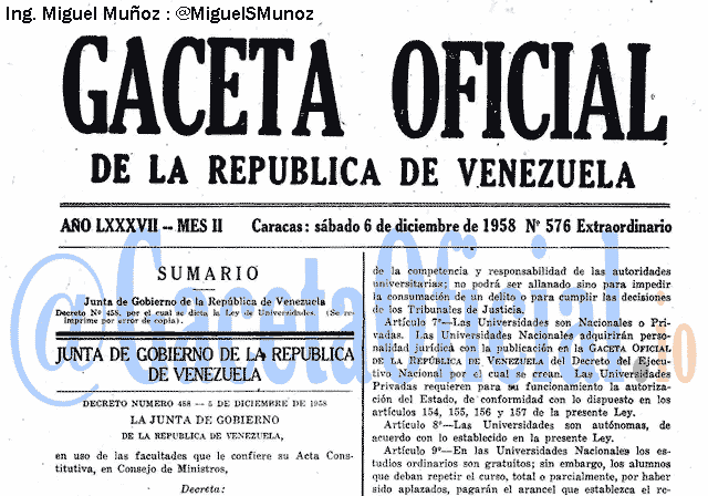 Gaceta Oficial 576 del 6 Diciembre 1958