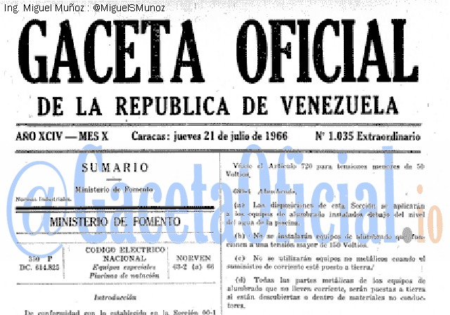 Gaceta Oficial 1035 del 21 Julio 1966