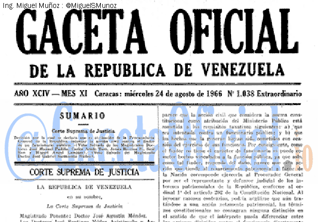 Gaceta Oficial 1038 del 24 Agosto 1966