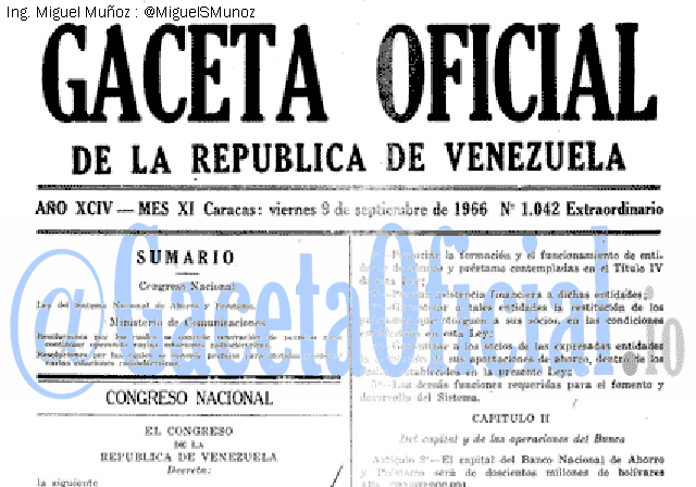 Gaceta Oficial 1042 del 9 Septiembre 1966