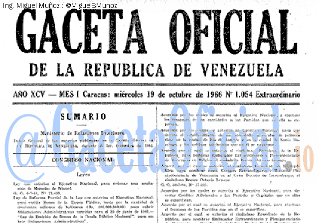 Gaceta Oficial 1054 del 19 Octubre 1966