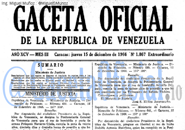 Gaceta Oficial 1067 del 15 Diciembre 1966