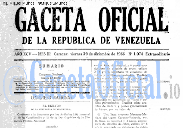 Gaceta Oficial 1074 del 30 Diciembre 1966