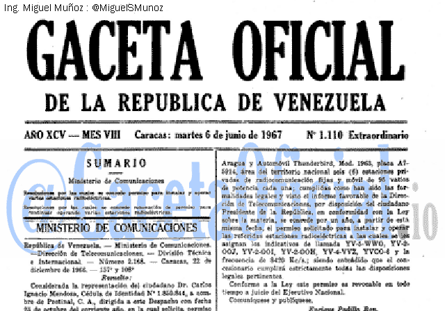 Gaceta Oficial 1110 del 6 Junio 1967