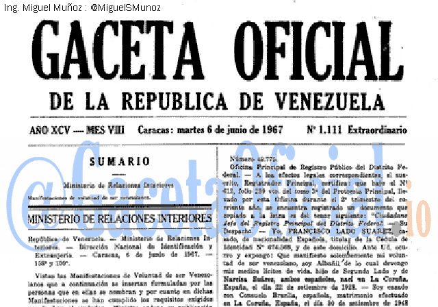 Gaceta Oficial 1111 del 6 Junio 1967
