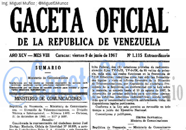 Gaceta Oficial 1115 del 9 Junio 1967