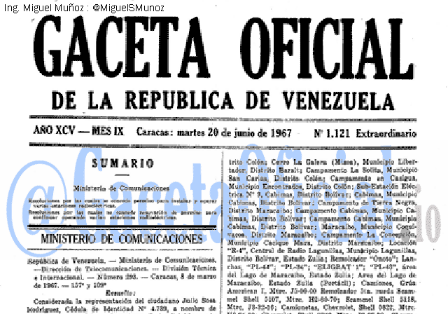 Gaceta Oficial 1121 del 20 Junio 1967