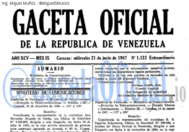 Gaceta Oficial 1122 del 21 Junio 1967
