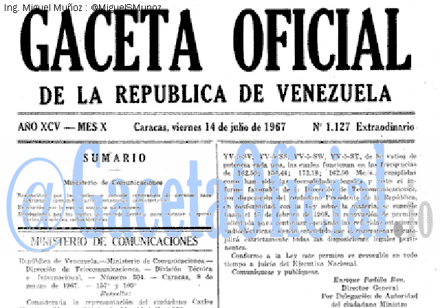 Gaceta Oficial 1127 del 14 Julio 1967