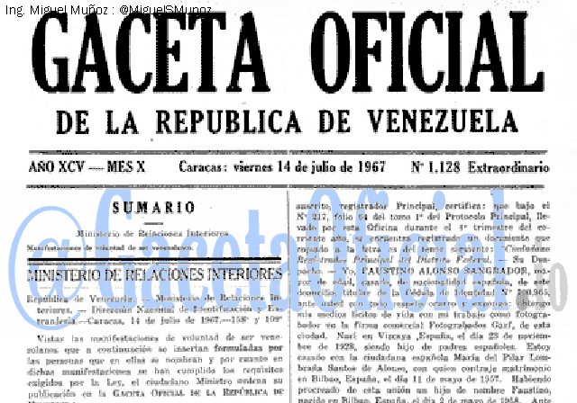 Gaceta Oficial 1128 del 14 Julio 1967