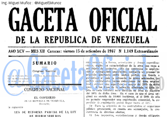Gaceta Oficial 1149 del 15 Septiembre 1967