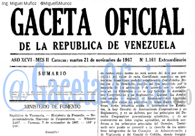 Gaceta Oficial 1161 del 21 Noviembre 1967