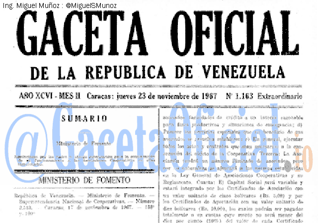 Gaceta Oficial 1163 del 23 Noviembre 1967
