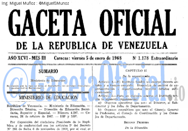 Gaceta Oficial 1178 del 5 Enero 1968