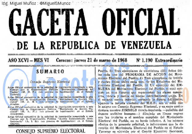 Gaceta Oficial 1190 del 21 Marzo 1968