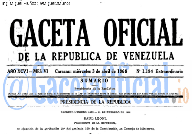 Gaceta Oficial 1194 del 3 Abril 1968
