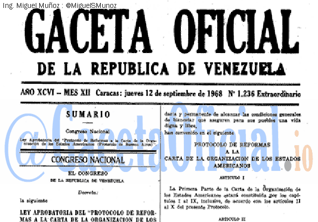 Gaceta Oficial 1236 del 12 Septiembre 1968