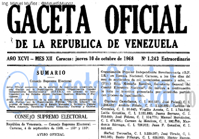 Gaceta Oficial 1243 del 10 Octubre 1968