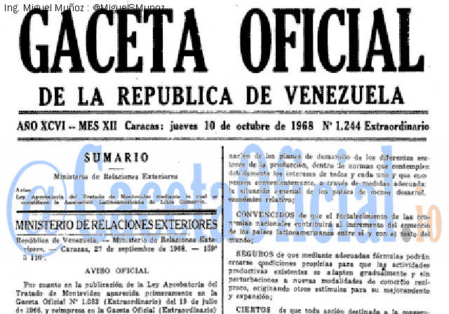 Gaceta Oficial 1244 del 10 Octubre 1968