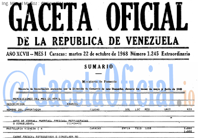 Gaceta Oficial 1245 del 22 Octubre 1968