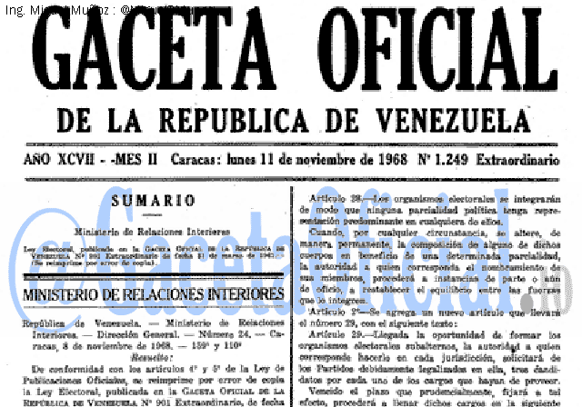 Gaceta Oficial 1249 del 11 Noviembre 1968