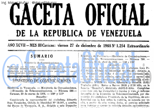 Gaceta Oficial 1254 del 27 Diciembre 1968