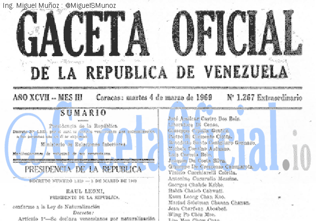 Gaceta Oficial 1267 del 4 Marzo 1969