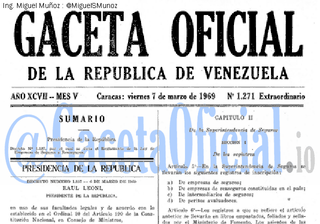 Gaceta Oficial 1271 del 7 Marzo 1969