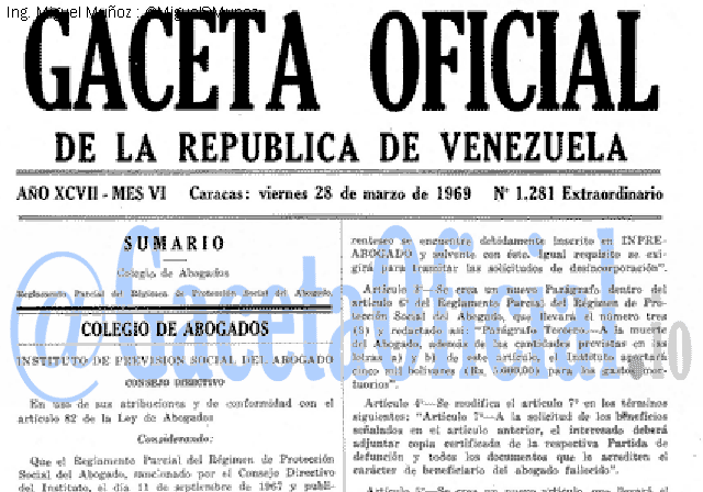 Gaceta Oficial 1281 del 28 Marzo 1969