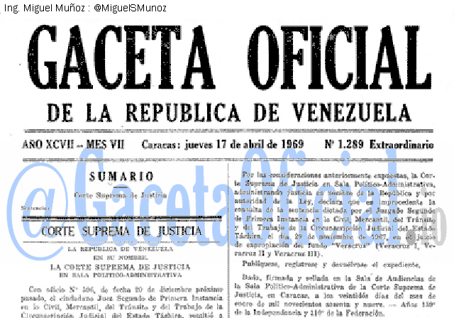 Gaceta Oficial 1289 del 17 Abril 1969